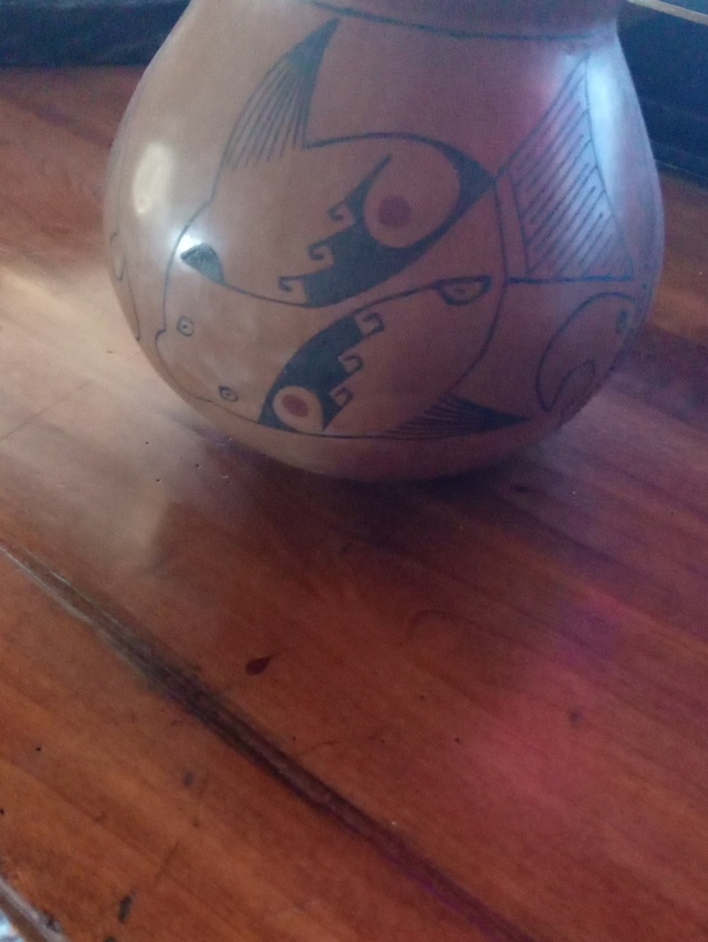 Authentic Signed Sandra Lorena Arras Mata Ortiz Fish Motif Pottery Olla
